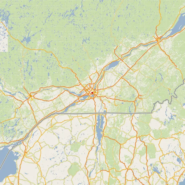 La carte the 2500km par 2500km avec Montreal au centre.
